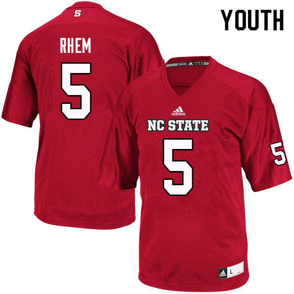 Youth #5 Damontay Rhem NC State Wolfpack College Football Jerseys Sale-Red - Click Image to Close